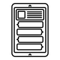 Tablet forum icon outline vector. Online chat vector