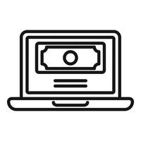 Laptop online money charity icon outline vector. Donate volunteer vector