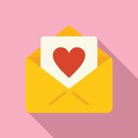 vector plano de icono de corazón de correo de amor. ayuda de caridad