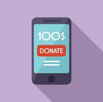 Donate phone money icon flat vector. Web help vector