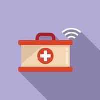 Wireless first aid kit icon flat vector. Online doctor vector