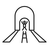 Man in tunnel icon outline vector. Road entrance vector