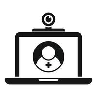 icono de videollamada de telemedicina vector simple. paciente en línea