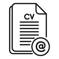 vector de contorno de icono de papel cv en línea. búsqueda de trabajo