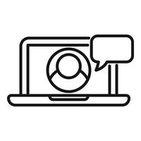 Online job interview icon outline vector. Computer search vector