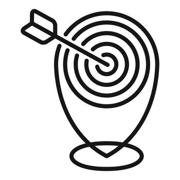 vector de contorno de icono de control de ubicación. plano central