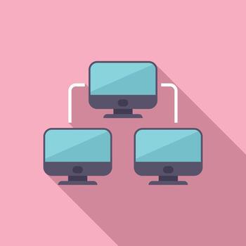 controle el vector plano del icono de red de pc. Sistema de datos