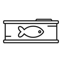 vector de contorno de icono de lata de gato de pescado. alimento para mascotas