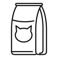 vector de contorno de icono de paquete de comida para gatos de la tienda. alimento para mascotas