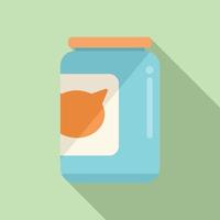 Cat food jar icon flat vector. Feed bowl vector