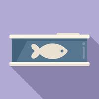 Fish cat tin can icon flat vector. Pet feed vector