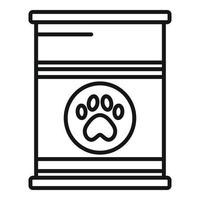 vector de contorno de icono de lata de comida para perros. la alimentación animal