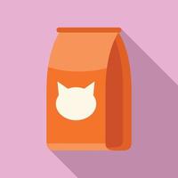 Shop cat food pack icon flat vector. Pet feed vector