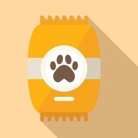 Packet dog food icon flat vector. Pet feed vector