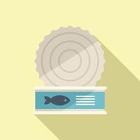 Open fish tin can icon flat vector. Pet food vector