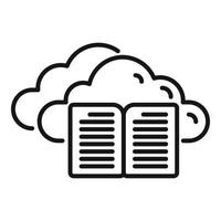 Vector de contorno de icono de nube de datos de estudio. entrenamiento a distancia