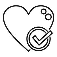 Approved heart icon outline vector. Like element vector