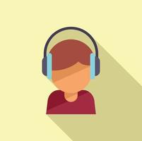 Listen audio lesson icon flat vector. Student class vector