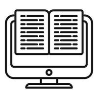 Open online book icon outline vector. Distance study vector