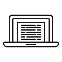 Laptop online test icon outline vector. Remote course vector