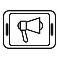 Megaphone tablet icon outline vector. Reportage camera vector