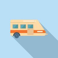 Camping car trailer icon flat vector. Caravan auto vector