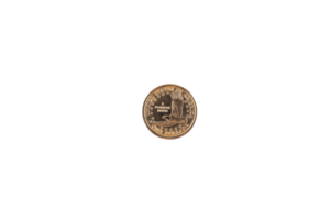 One dollar gold coin. Transparent isolated background. PNG. png