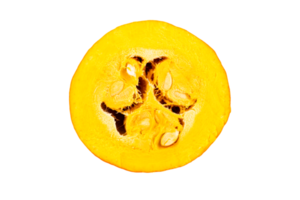 Pumpkin, part of an orange pumpkin cut in half. Transparent background. PNG. png