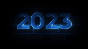 2023. gelukkig nieuw jaar neon effect video