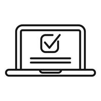 Laptop expertise icon outline vector. Quality expert vector