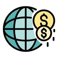 Global investor money icon color outline vector