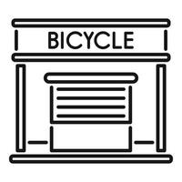 vector de contorno de icono de garaje de reparación de bicicletas. arreglo de bicicleta
