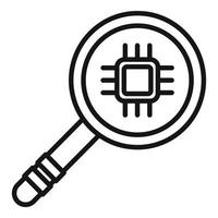 Processor magnifier icon outline vector. Mobile broken vector