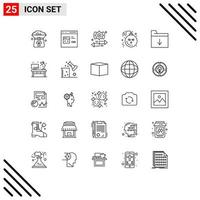 Group of 25 Modern Lines Set for horror bomb develop right arrow Editable Vector Design Elements