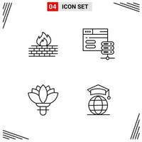 4 Icons Line Style Grid Based Creative Outline Symbols for Website Design Simple Line Icon Signs Isolated on White Background 4 Icon Set Creative Black Icon vector background