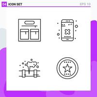 Set of 4 icons in Line style Creative Outline Symbols for Website Design and Mobile Apps Simple Line Icon Sign Isolated on White Background 4 Icons Creative Black Icon vector background