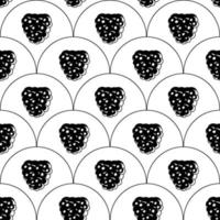 Abstract blackberry fruit seamless pattern. Linear fabric print template. Vector illustration, geometric shape in a row. Vintage wallpaper design. Sweet food sketch drawing.