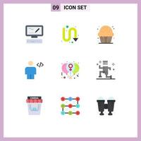 Group of 9 Modern Flat Colors Set for balloon human cookie code avatar Editable Vector Design Elements