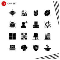 colección de 16 iconos vectoriales en estilo sólido símbolos de glifo perfecto de píxeles para web y signos de iconos sólidos móviles sobre fondo blanco 16 iconos fondo de vector de icono negro creativo