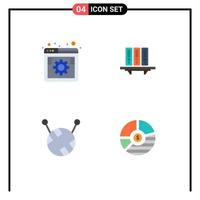 4 Universal Flat Icons Set for Web and Mobile Applications internet documents settings archive storage Editable Vector Design Elements