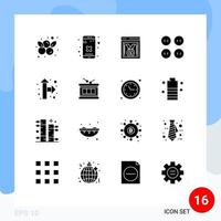 Set of 16 Modern UI Icons Symbols Signs for right up direction best website clothing buttons Editable Vector Design Elements