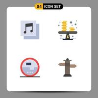 Modern Set of 4 Flat Icons Pictograph of albums electronics balance profit measuring Editable Vector Design Elements