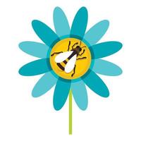 abeja, en, flor, icono, plano, estilo vector