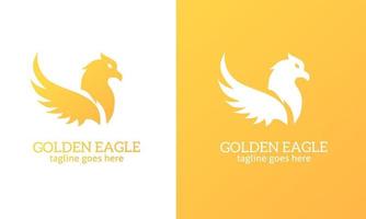 Golden eagle logo template with simple wings vector