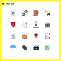 16 Flat Color concept for Websites Mobile and Apps verify speaker paint sound wallpaper Editable Pack of Creative Vector Design Elements