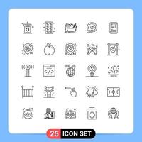 Universal Icon Symbols Group of 25 Modern Lines of speed dashboard medicine gauge quest Editable Vector Design Elements