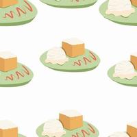 Seamless pattern Three milk cake, tres leches cake with coconut vector