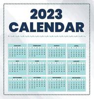 Classic monthly calendar for 2023. Calendar in the style of minimalist square shape. vector