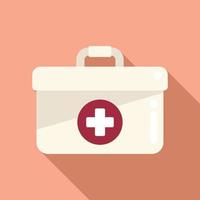 First aid kit icon flat vector. Life active vector