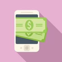 Online money cash icon flat vector. Phone pay vector